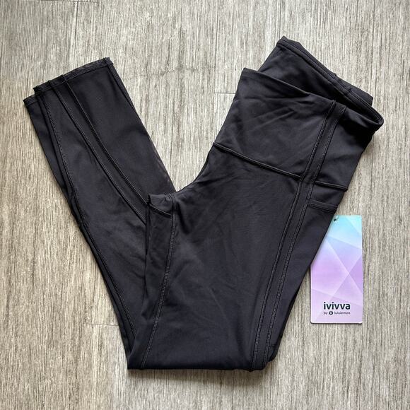 Ivivva by Lululemon Black High Rise 7/8 Length Fresh Focus Pant Leggings Size 14 - Picture 1 of 14